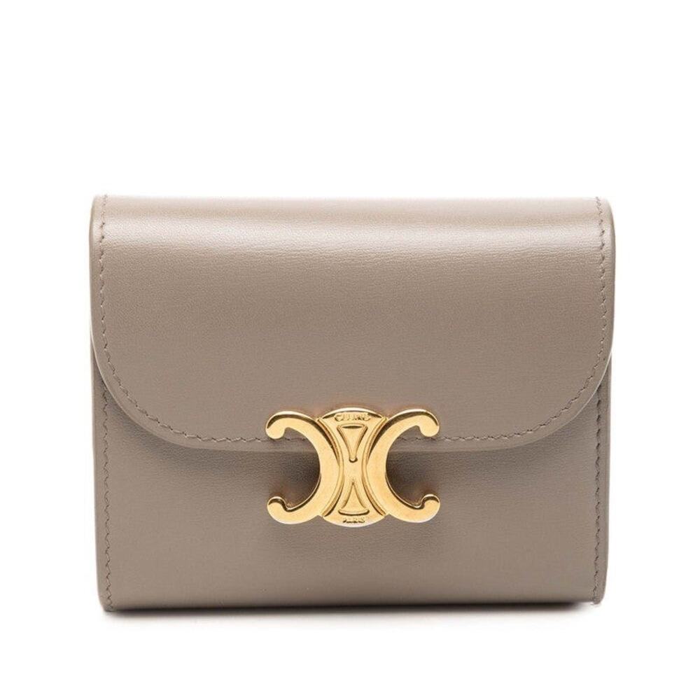 Celine Triomphe Small Flap Bifold Wallet Pebble Gray